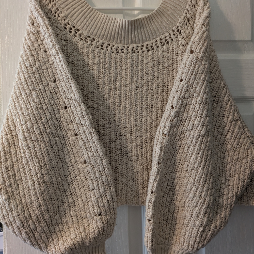 Free People Textured Cream Sweater